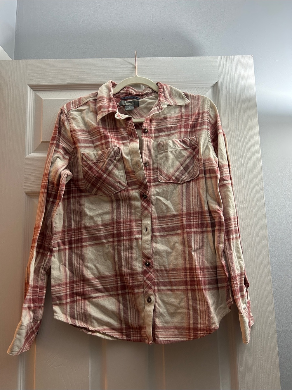 Natural Reflections Red and Cream Plaid Button-Down Shirt